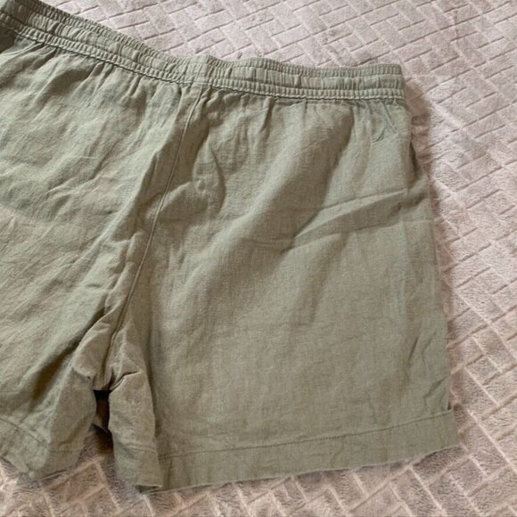Nautica Womens XL Shorts Army Green Casual Linen Blend Pull On High Rise - Picture 10 of 11